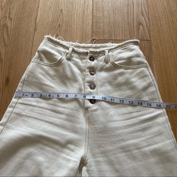 OAK +  FORT CROPPED OFF WHITE STRAIGHT PANTS - S - Picture 9 of 16